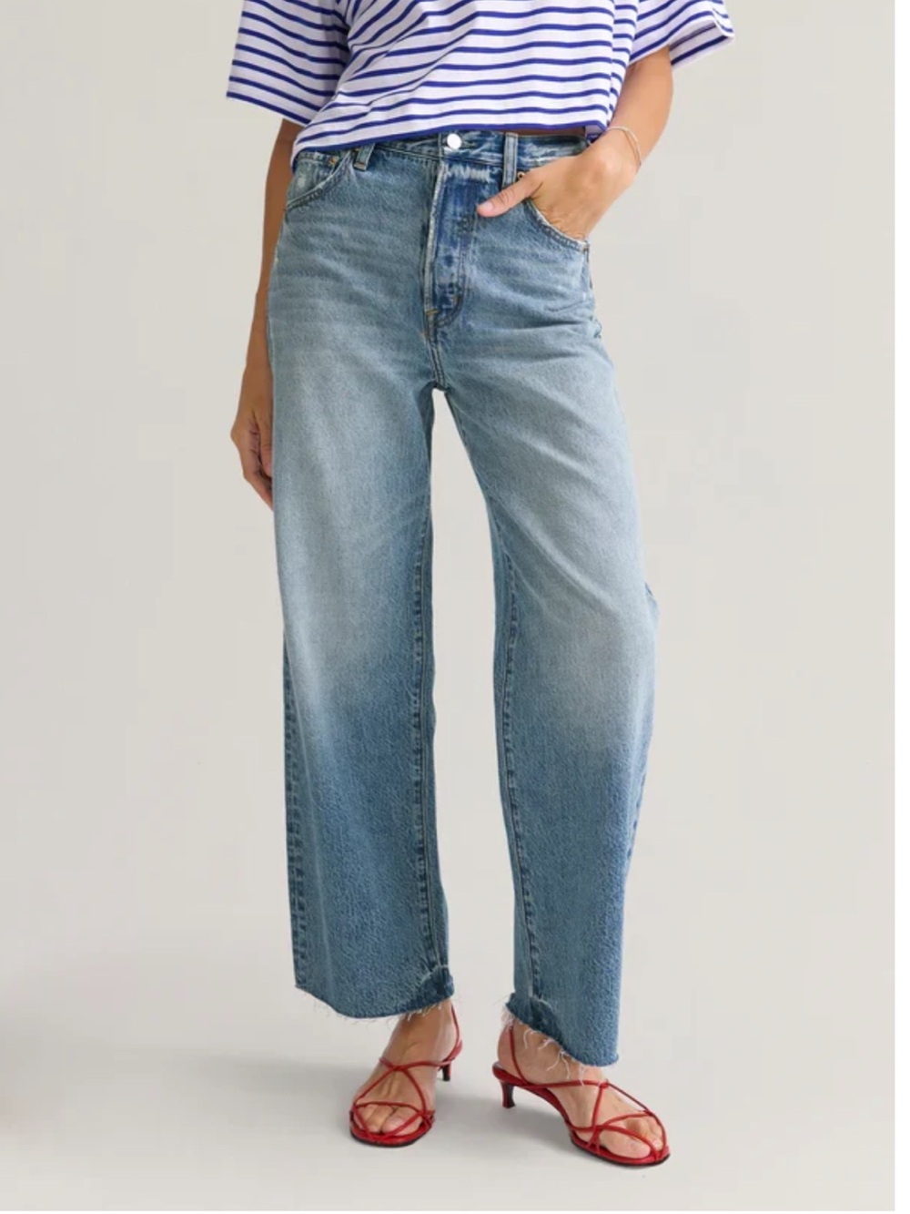 Pistola Tate crop high rise bowed wide leg